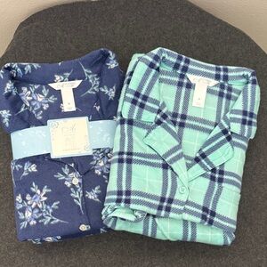 Cozy Pajamas Set - Blue Floral and Green Plaid